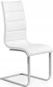 Krzesła - Krzesło tapicerowane białe ekoskóra K104 biała sklejka, podstawa chrom - miniaturka - grafika 1