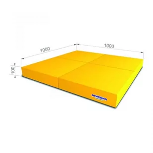 Małpiszon, materac gimnastyczny Kometa 100x100x10 czteroczęściowy żółty - Maty do ćwiczeń - miniaturka - grafika 1