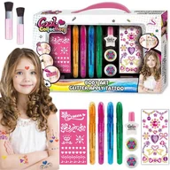 Zabawki interaktywne dla dzieci - Duży Zestaw Do Tatuaży Pisaki Brokaty Naklejki Wzornik Dla Dzieci Szablony - miniaturka - grafika 1