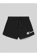 Spodnie sportowe damskie - Szorty z dzianiny dresowej o kroju regular fit z nadrukiem z logo - Champion - miniaturka - grafika 1