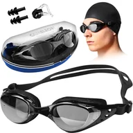 Pływanie - Okulary Gogle Pływackie na Basen do Pływania ANTI-FOG + Etui + Zatyczki Nos OC-ZA1 - miniaturka - grafika 1