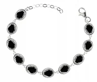 Bransoletki - Piękna Srebrna Bransoletka Z Czarnymi Cyrkoniami - miniaturka - grafika 1