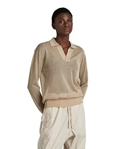 G-STAR RAW Core Polo Knit sweter damski, Beżowy/Khaki (Westpoint Khaki D140-c531), L - Swetry damskie - miniaturka - grafika 1