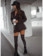 Skarpetki damskie - Zakolanówki bawełniane gładkie - czekoladowe - miniaturka - grafika 1