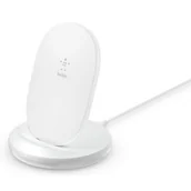 Ładowarki do telefonów - Belkin BoostCharge bezprzewodowa stacja ładująca, 15 W (stacja ładująca Qi do szybkiego bezprzewodowego ładowania urządzeń takich jak iPhone, Samsung, Pixel), kolor biały WIB002vfWH - miniaturka - grafika 1