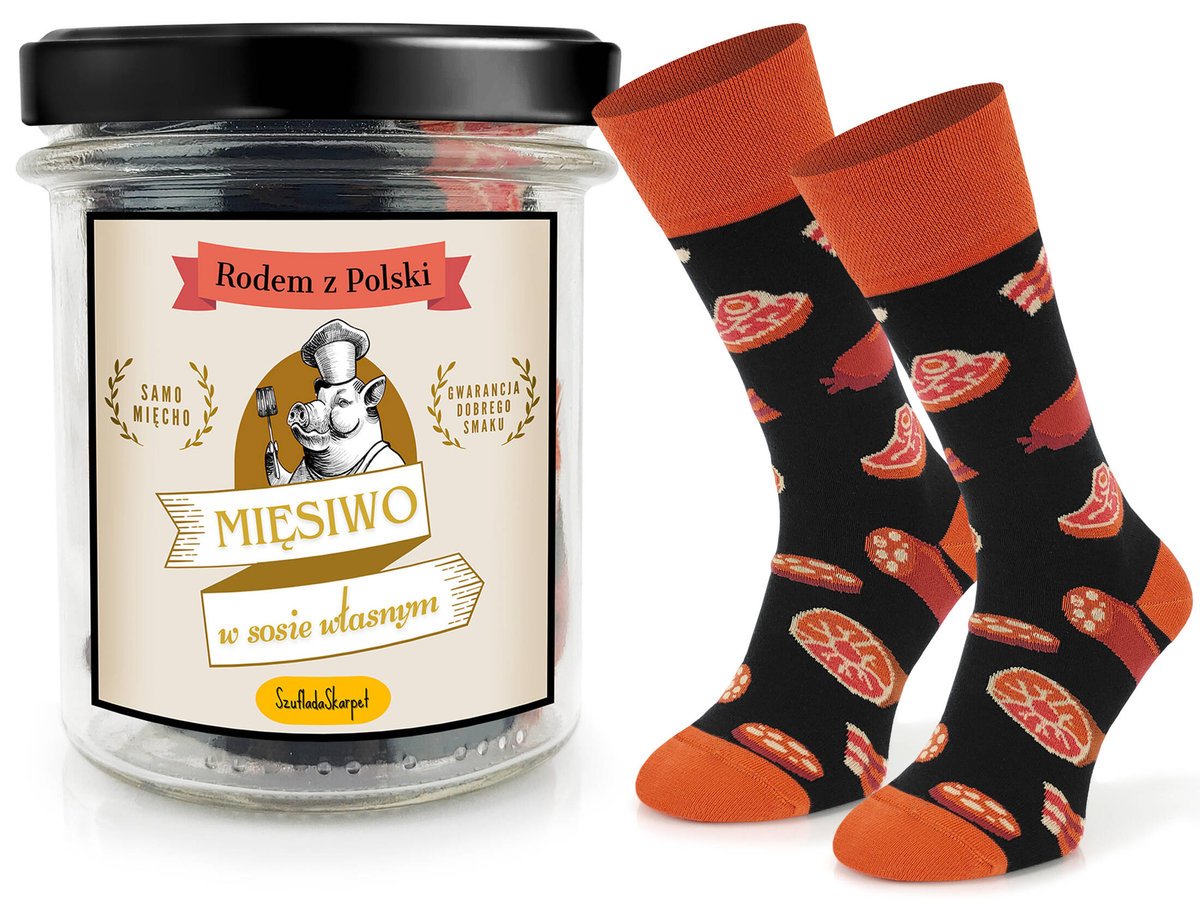 Wesołe Kolorowe Skarpety W Słoiku Prezent Dla Niego Mięsko W Sosie - 43-46