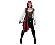 Dodatki do strojów karnawałowych - Zestaw dla dorosłych Piratka (opaska, gorset, bluzka, spódnica, pasek), rozm. uniw. - miniaturka - grafika 1