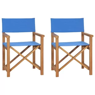 Składane krzesła reżyserskie, 2 szt., niebieskie, drewno tekowe Lumarko! - Fotele i krzesła ogrodowe - miniaturka - grafika 1