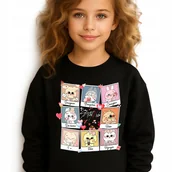 Bluzy dla dziewczynek - Bluza Dziecięca Czarna STRAY KIDS TEAM Prezent Muzyka KPOP Wz Rozm 140 cm - miniaturka - grafika 1