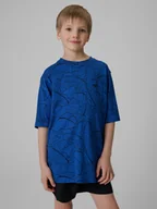 Koszulki dla chłopców - 4F T-shirt loose z nadrukiem chłopięcy - niebieski 164 (13-14 lat) - miniaturka - grafika 1