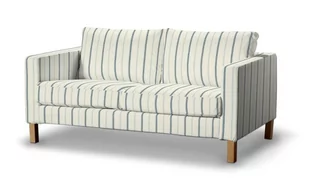 Dekoria pl pl Pokrowiec na sofę Karlstad 2-osobową nierozkładaną krótki ecru tło niebieskie paski 165 x 89 x 64 cm Avinon 5901249137579 - Pokrowce na meble - miniaturka - grafika 1