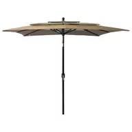 Parasole ogrodowe - vidaXL 3-poziomowy parasol na aluminiowym słupku, taupe, 2,5x2,5 m vidaXL - miniaturka - grafika 1