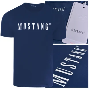 Mustang Koszulka Męska T-shirt Bawełniana 4222 Indigo Rozmiar XL - Koszulki męskie - miniaturka - grafika 1