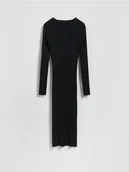 Sukienki - Reserved - Prążkowana sukienka z wiskozą - czarny - miniaturka - grafika 1