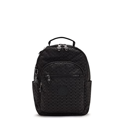 Kipling Damski mały plecak Seul, trwały, wyściełane paski na ramię z rękawem na tablet, torba, Podpis Emb, 10''L x 13.75''H x 6.25''D, Damski plecak na mały tablet Seul, trwały, wyściełane paski na
