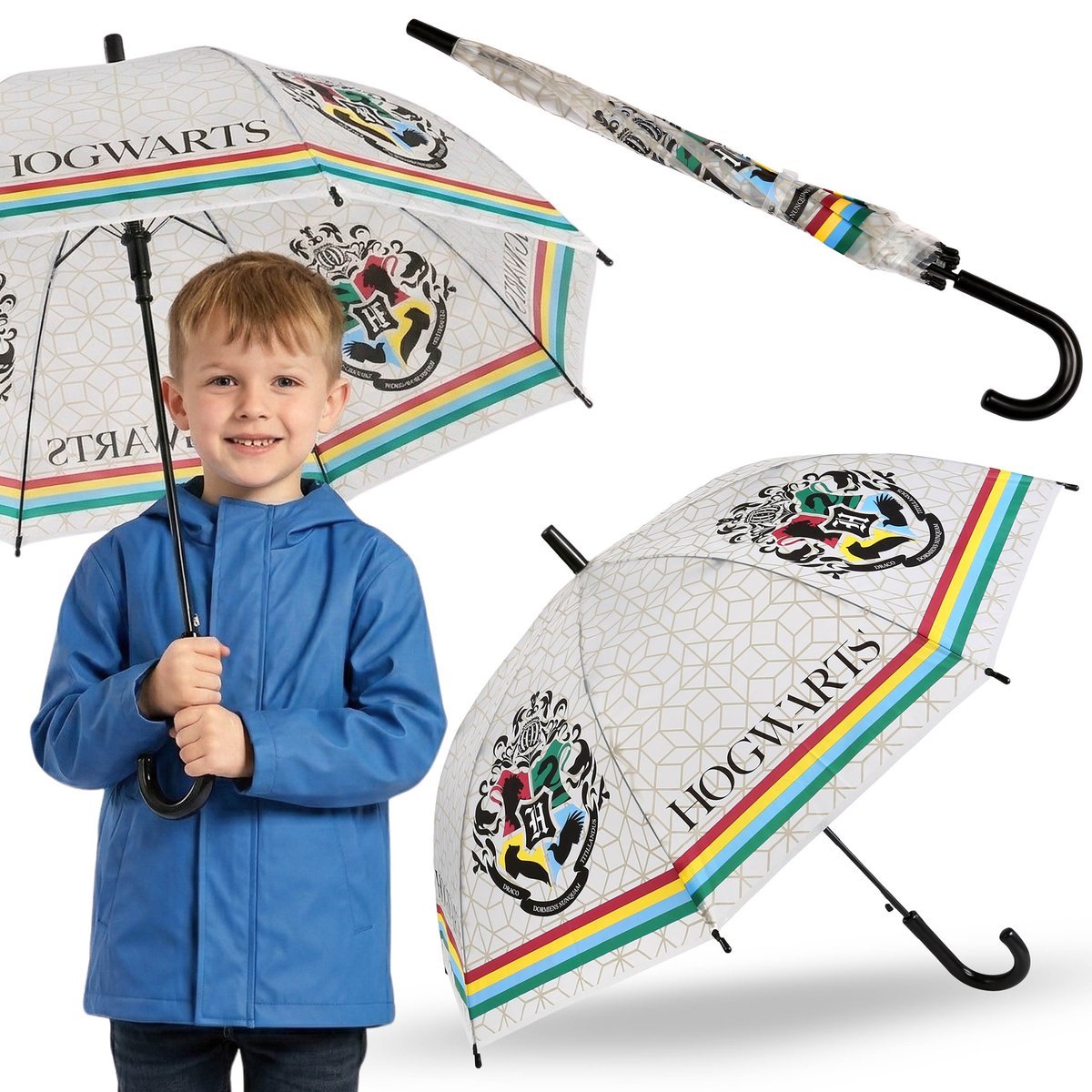 Harry Potter HOGWARTS Parasolka dziecięca DLA CHŁOPCA, SKŁADANY parasol AUTOMATYCZNY