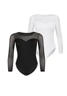 Bielizna nocna - 2 Pack Body damskie z siateczką Willow Czarne/Białe - miniaturka - grafika 1