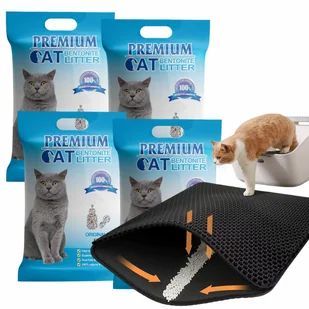Premium Cat Żwirek Bentonitowy Zbrylający - Naturalny dla kota 4x5L + Mata pod kuwetę - Żwirek dla kotów - miniaturka - grafika 1