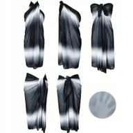 Bluzki damskie - PAREO PLAŻOWE LETNIA TUNIKA PLAŻOWA ZWIEWNA SUKIENKA NARZUTKA NA PLAŻĘ LATO CZARNA - miniaturka - grafika 1