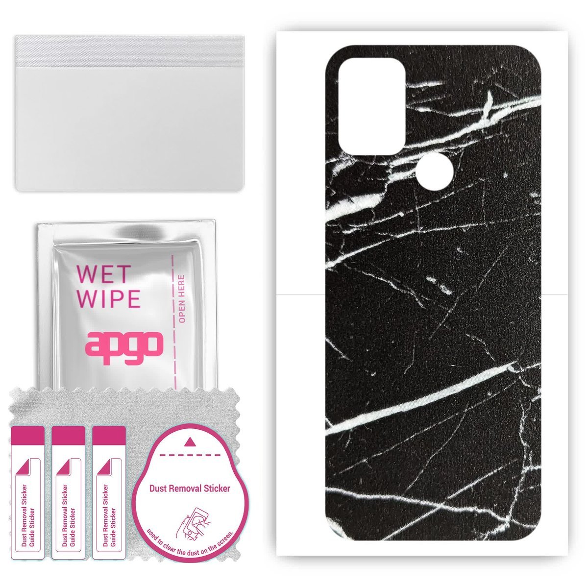 Folia naklejka skórka strukturalna na TYŁ do HTC Wildfire E2 Plus - Marmur Ciemny - apgo SKINS