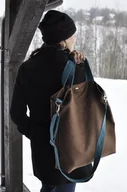 Torebki damskie - Torba hobo XXL - brąz, turkus - miniaturka - grafika 1
