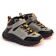 Buty dla dziewczynek - Buty Trekkingowe Trapery Dziecięce Ocieplane Na Rzep Khaki Big Star OO374181 zielone - miniaturka - grafika 1