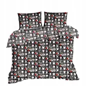 Pościel - pościel z kory 160x200 + 2 poszewki K 82 serca zawieszki szaro czerwone - miniaturka - grafika 1