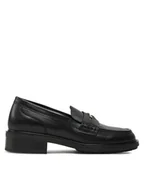 Półbuty damskie - Tommy Hilfiger Lordsy Th Penny Loafer FW0FW08029 Czarny - miniaturka - grafika 1
