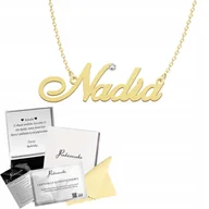 Łańcuszki - Złoty Naszyjnik z imieniem NADIA Łańcuszek SREBRO 925 Prezent Dedykacja - miniaturka - grafika 1