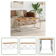 Ławy i stoliki kawowe - Stolik kawowy The Living Store ze stali nierdzewnej i litego drewna akacjowego - miniaturka - grafika 1