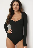Body - Czarne Body z Wiskozą i Kwadratowym Dekoltem Labiene - miniaturka - grafika 1
