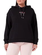 Bluzy damskie - Armani Exchange Damska bluza z kapturem z logo Capsule French Terry, Schwarz, XS - miniaturka - grafika 1