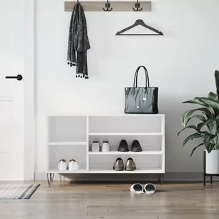 vidaXL Szafka na buty, wysoki połysk, biała, 102x36x60 cm - Wieszaki i stojaki - miniaturka - grafika 1