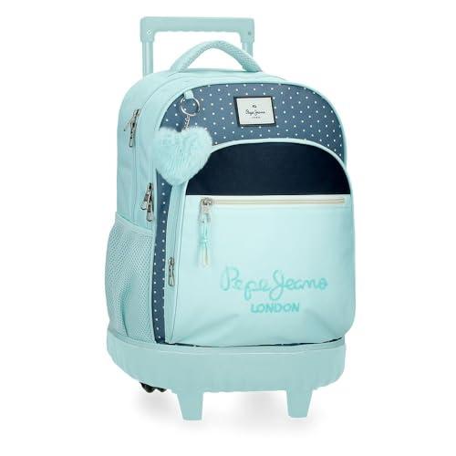 Pepe Jeans Dalma Compact Plecak 2 koła Niebieski 32x43x21 cm Poliester by Joumma Bags, Niebieski, 32x43x21 cms, Kompaktowy plecak 2 koła