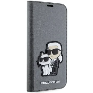 Karl Lagerfeld KLBKP14SSANKCPG iPhone 14 6.1" bookcase srebrny/silver Saffiano Karl & Choupette - Etui i futerały do telefonów - miniaturka - grafika 5