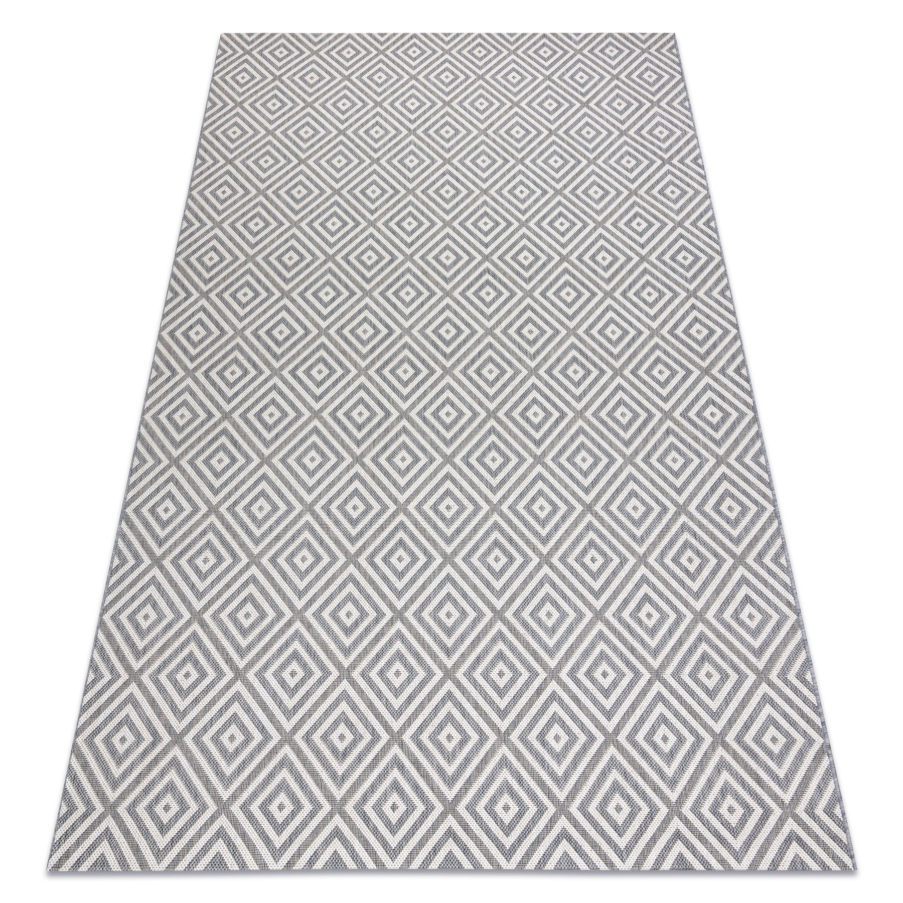 Dywan SZNURKOWY SIZAL FLAT 48607637 Kwadraty, romby / krem szary 80x150 cm