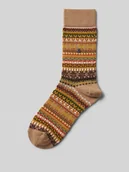 Skarpetki damskie - Skarpety wełniane z mieszanki żywej wełny z aplikacją z logo model ‘Isle’ - miniaturka - grafika 1