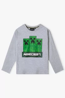 Bluzki dla chłopców - Bluzka chłopięca dzianinowa szara Minecraft - grafika 1