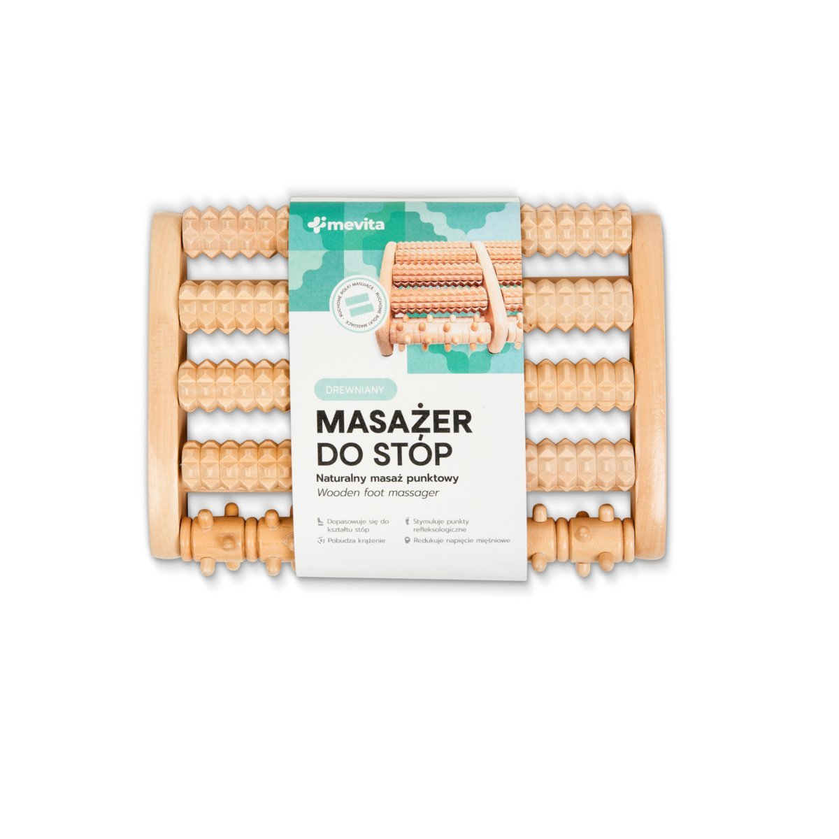 Drewniany masażer stóp roller do masażu WAŁEK WYPUSTKI do akupresury stóp