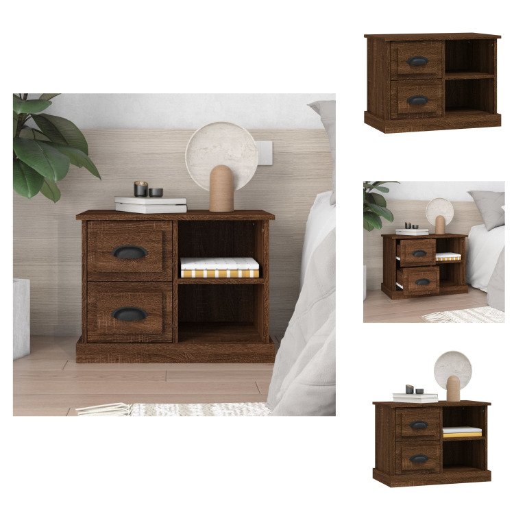 vidaXL Szafka nocna brązowy dąb 60x35,5x45 cm - Szafki nocne