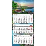 Kalendarze - Kalendarz 2026 trójdzielny płaska główka Łódka - miniaturka - grafika 1