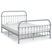 Łóżka - vidaXL Rama łóżka, szara, metalowa, 140 x 200 cm - miniaturka - grafika 1