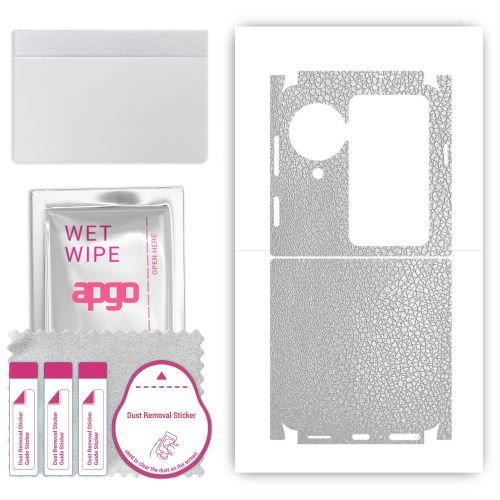 folia naklejka skórka strukturalna na TYŁ+BOKI do Oppo Find N3 Flip - Skóra Srebrna - apgo SKINS