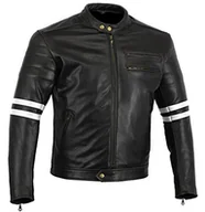 Odzież motocyklowa - Bikers Gear The Rocker motocykl czarna skórzana kawiarnia Racer kurtka CE1621-1 PU pancerz, biała, UK 42 EU 52 XL - miniaturka - grafika 1