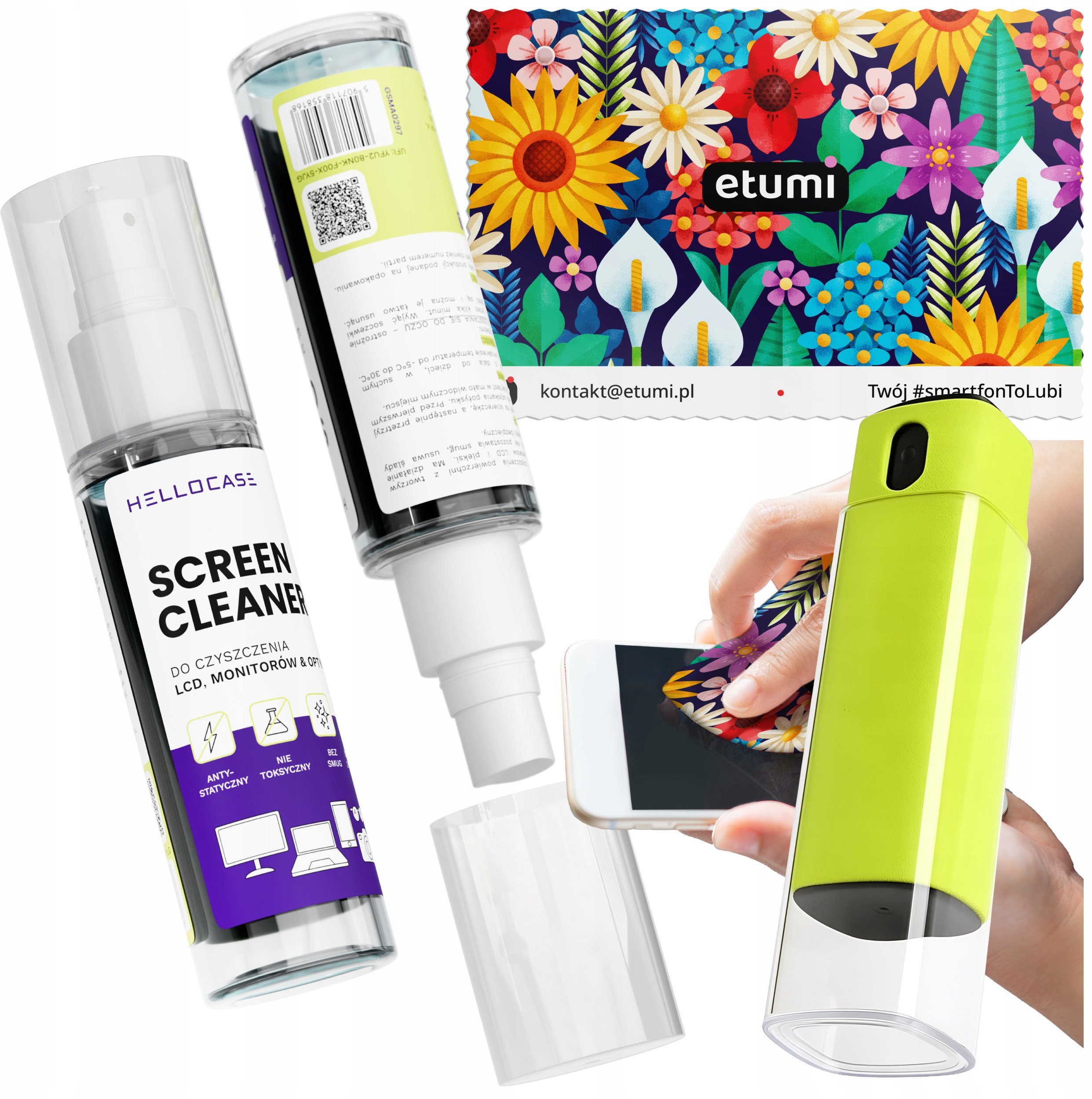 Fast Skin Płyn i Czyścik do Czyszczenia Ekranów LCD LED OLED Monitora 125 ml Ścierka BNDL7867