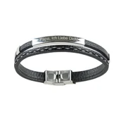 Bransolety męskie - MĘSKA SKÓRZANA BRANSOLETKA Z GRAWEREM 'PAPA ICH LIEBE DICH' - miniaturka - grafika 1