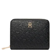 Portfele - Portfel Tommy Hilfiger Med Za W/Flap Mono AW0AW18035 Czarny - miniaturka - grafika 1