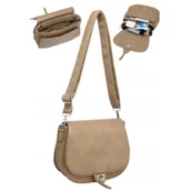 Torebki damskie - Torebka Torba Damska Listonoszka LUIGISANTO Pasek V2304 Beige/Taupe - miniaturka - grafika 1