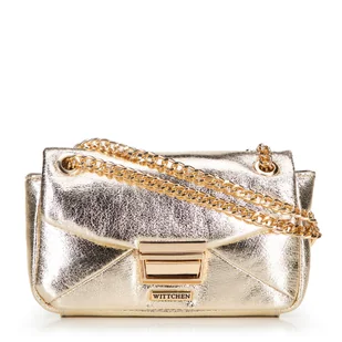 Minitorebka crossbody z połyskującej ekoskóry złota - Torebki damskie Minitorebka crossbody z połyskującej ekoskóry złota - Torebki damskie - miniaturka - grafika 1