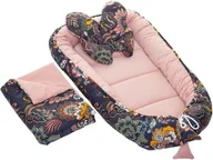 Zabezpieczenia dla dzieci - Kokon Velvet Premium Boho granatowe / brudny róż Infantilo - miniaturka - grafika 1